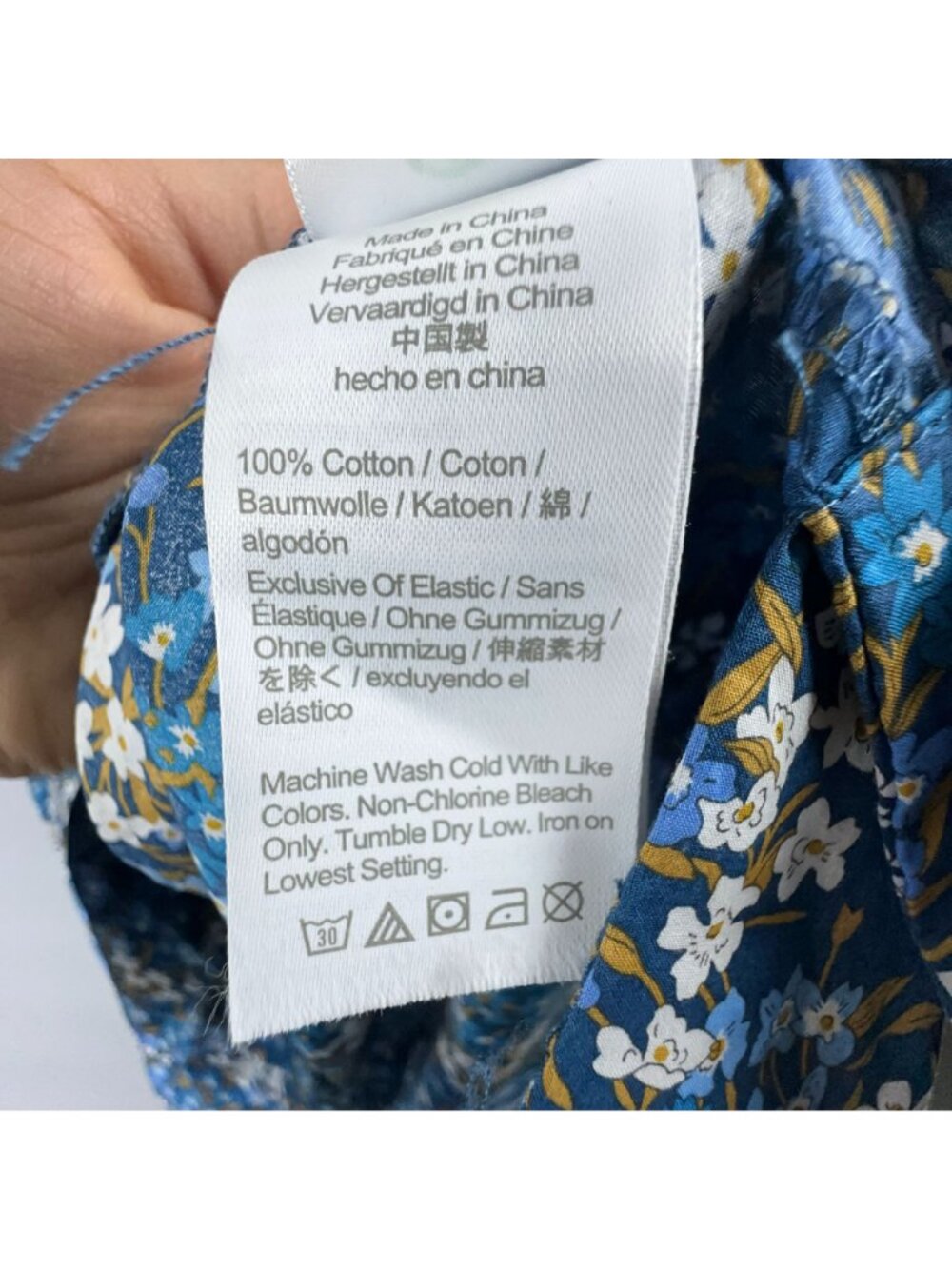 J. Crew Dress Size Large Blue Maxi Floral Print 100% Cotton Smocked Puff Sleeve - Picture 7 of 11